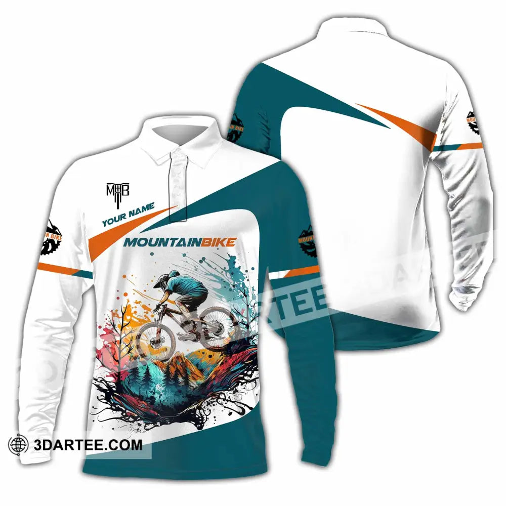 Unisex Shirt - Custom MTB Mountain Bike Shirt Long Sleeve Polo / S T-shirt