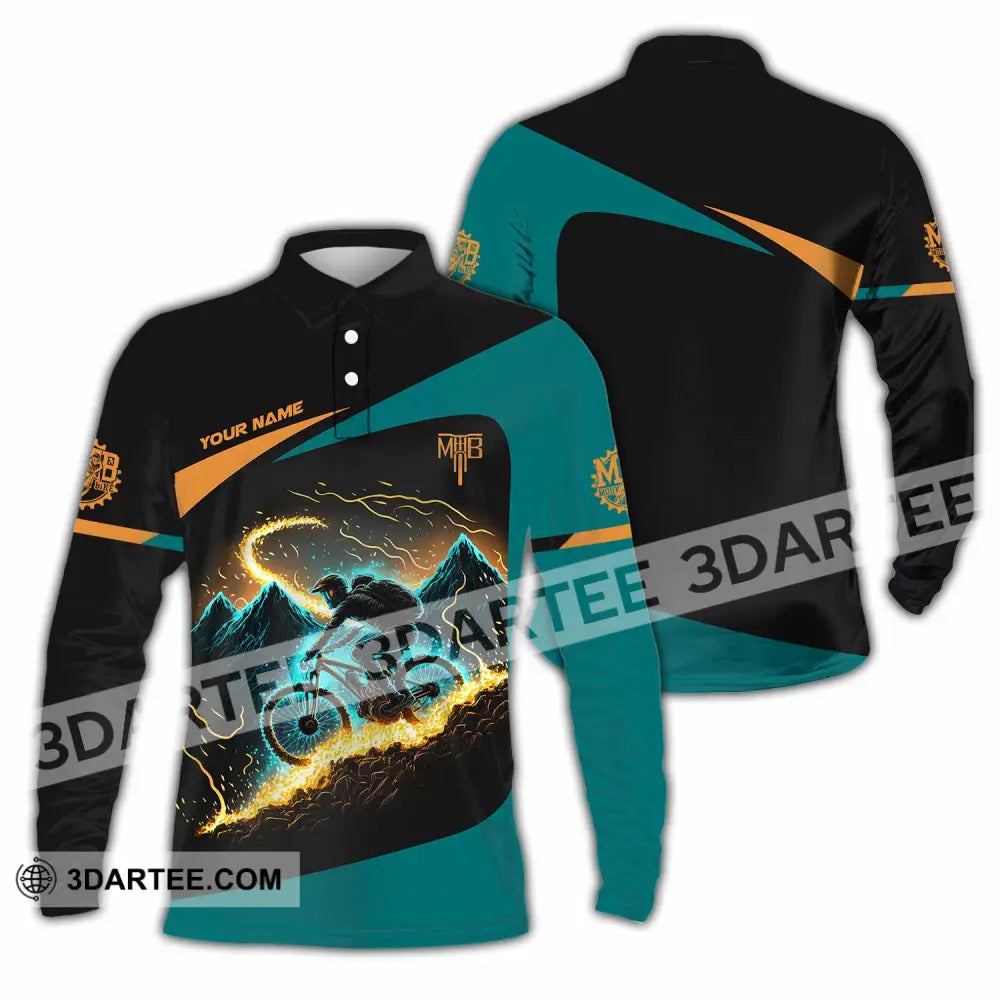 Unisex Shirt - Custom MTB Mountain Bike Shirt Long Sleeve Polo / S T-shirt