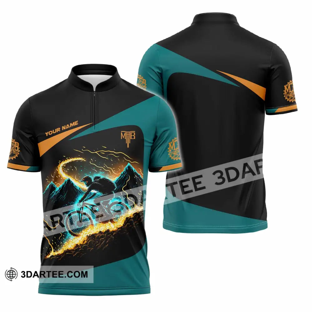 Unisex Shirt - Custom MTB Mountain Bike Shirt Zipper Polo Shirt / S T-shirt