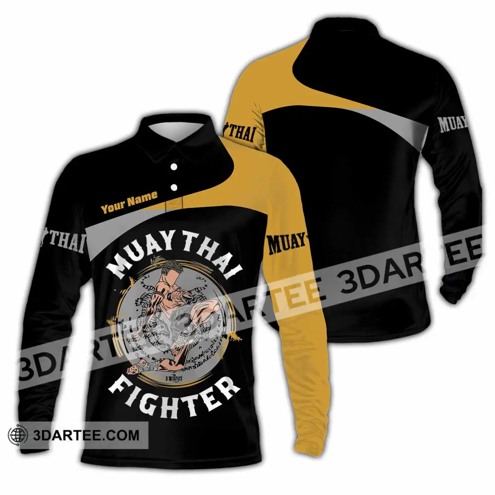 Unisex Shirt - Custom Muay Thai 3D Shirt Long Sleeve Polo / S T-shirt