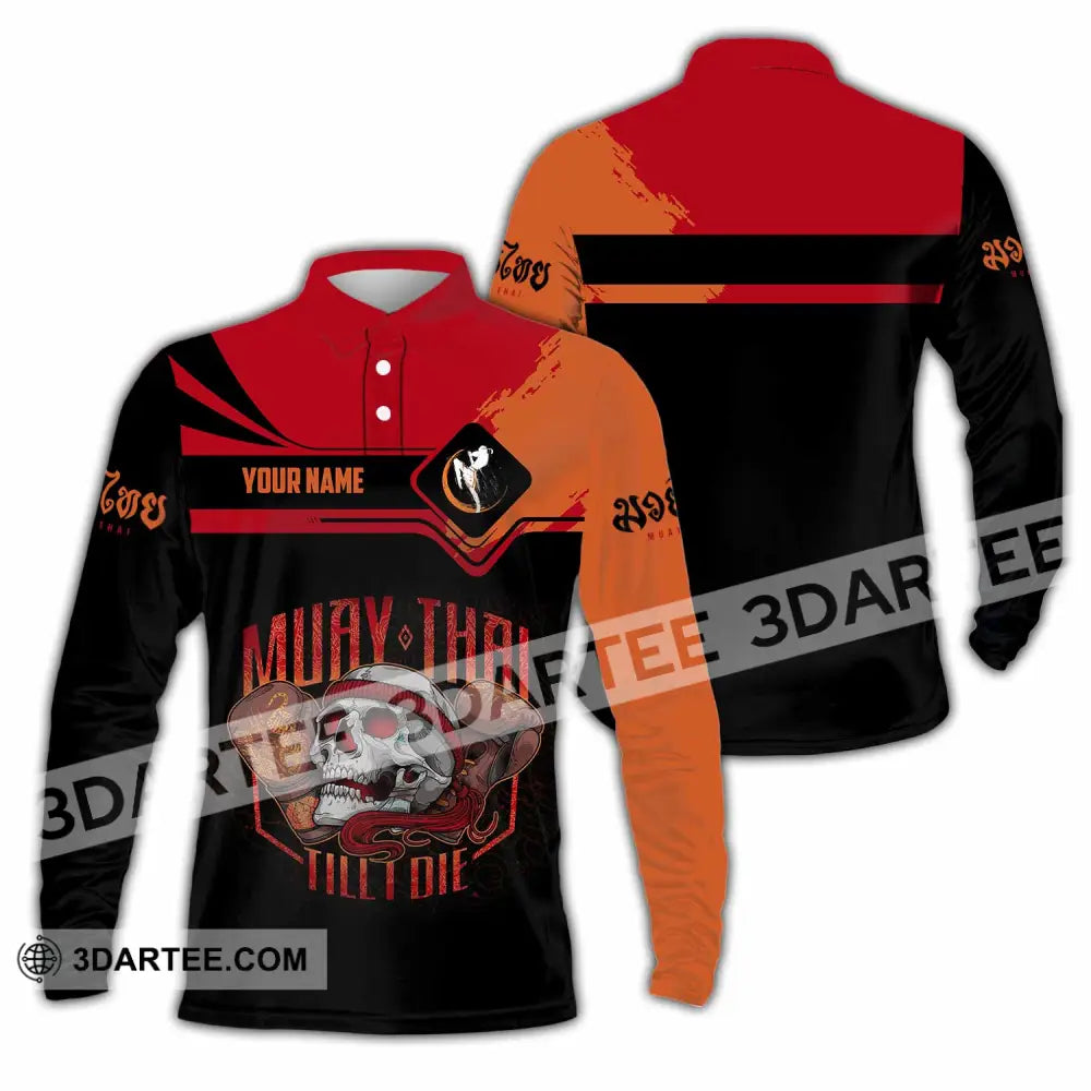 Unisex Shirt - Custom Muay Thai 3D Shirt Long Sleeve Polo / S T-shirt