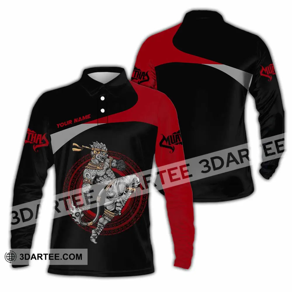 Unisex Shirt - Custom Muay Thai 3D Shirt Long Sleeve Polo / S T-shirt