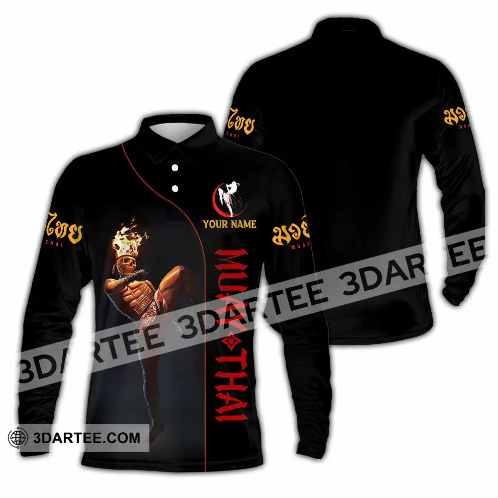 Unisex Shirt - Custom Muay Thai 3D Shirt Long Sleeve Polo / S T-shirt
