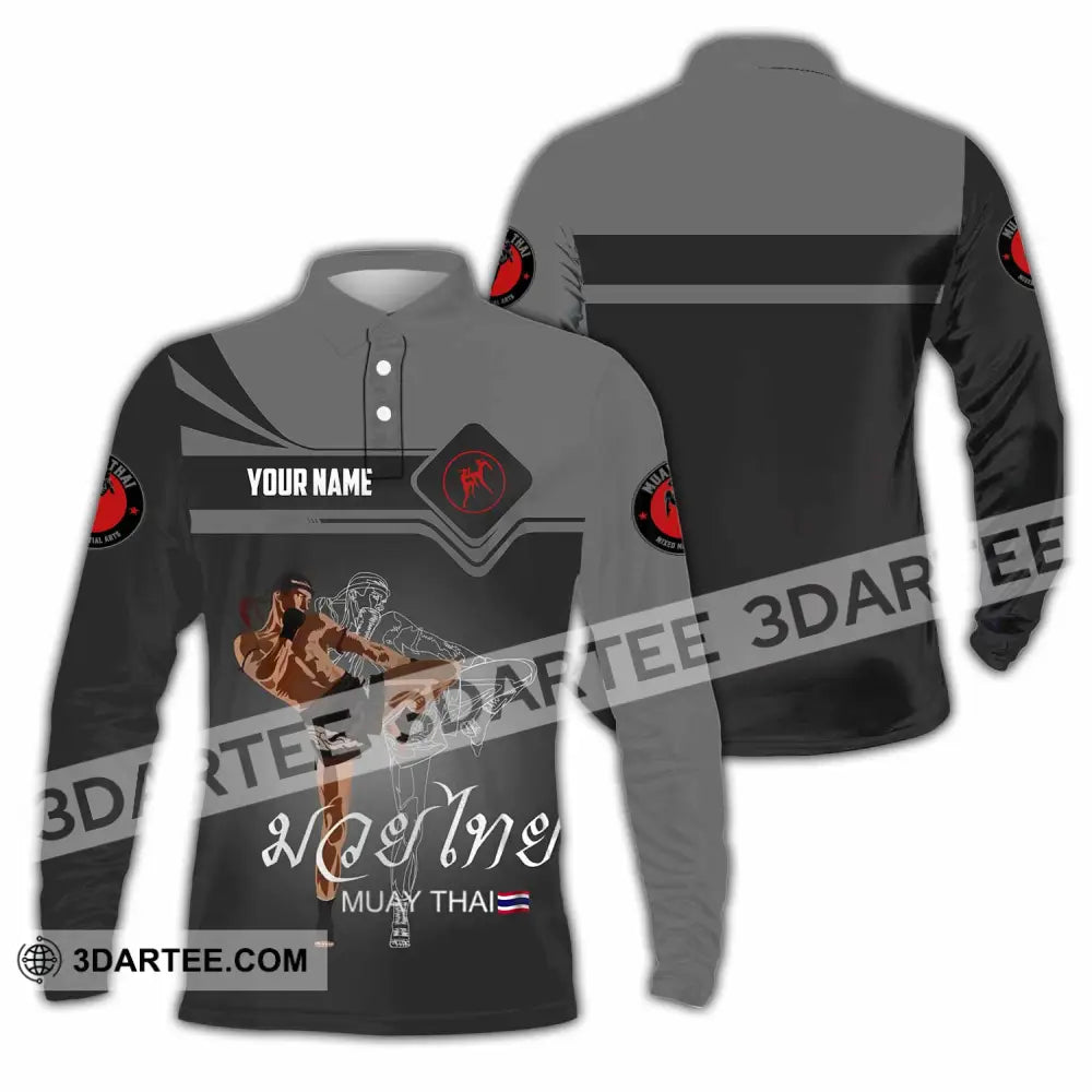 Unisex Shirt - Custom Muay Thai 3D Shirt - Long Sleeve Polo / S - T-shirt