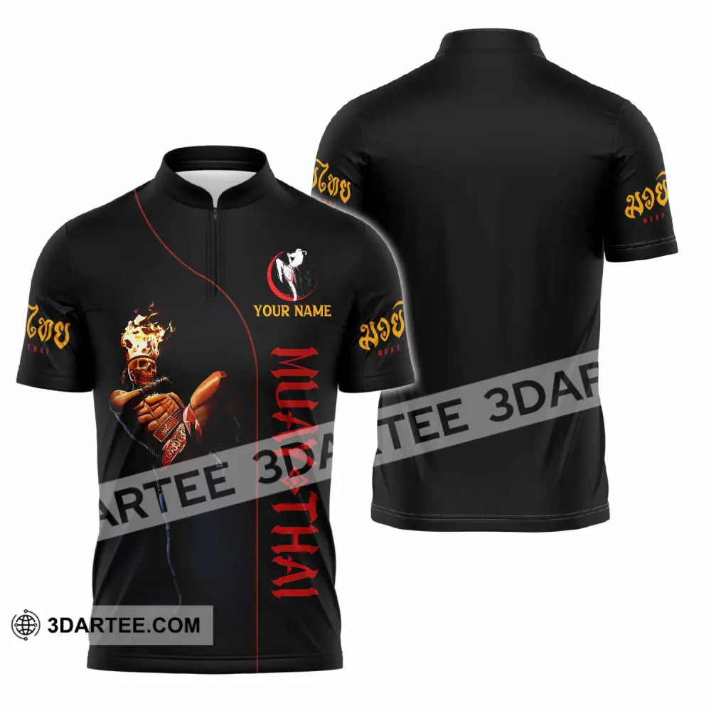 Unisex Shirt - Custom Muay Thai 3D Shirt Zipper Polo Shirt / S T-shirt