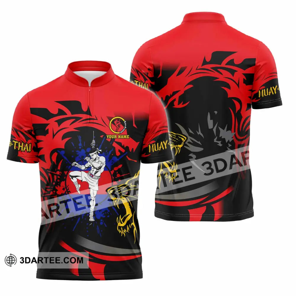 Unisex Shirt - Custom Muay Thai 3D Shirt Zipper Polo Shirt / S T-shirt
