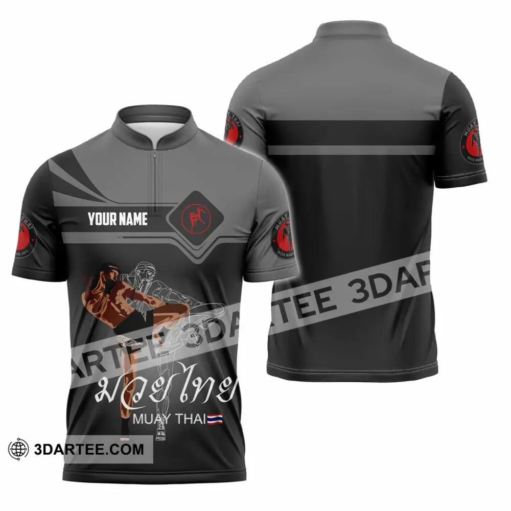 Unisex Shirt - Custom Muay Thai 3D Shirt - Zipper Polo Shirt / S - T-shirt