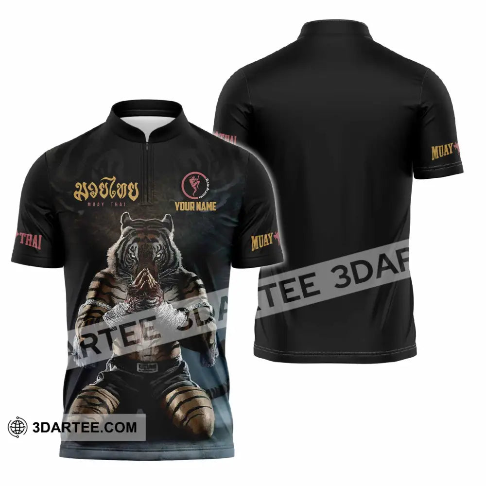 Unisex Shirt - Custom Muay Thai Lover Sport Shirt Zipper Polo Shirt / S T-shirt