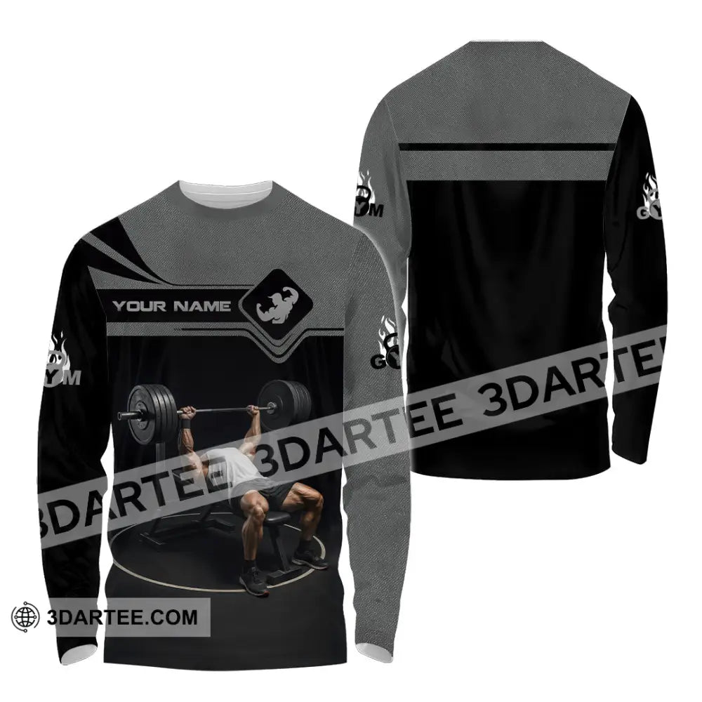 Unisex Shirt - Custom Muscular Man Weightlifting Sports Shirt Long Sleeve Shirt / S T-shirt