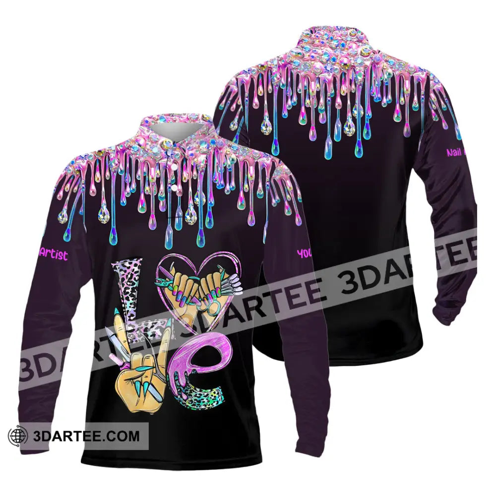 Unisex Shirt Custom Nails Artist Shirt Long Sleeve Polo / S T shirt