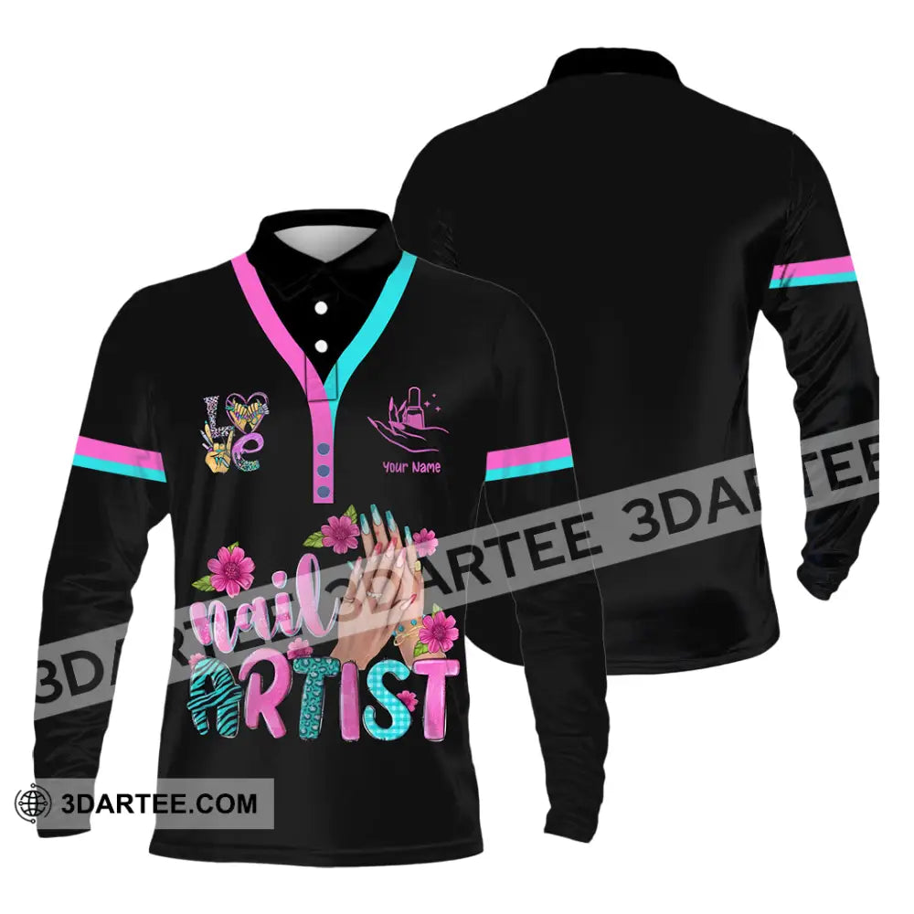 Unisex Shirt Custom Nails Artist Shirt Long Sleeve Polo / S T shirt