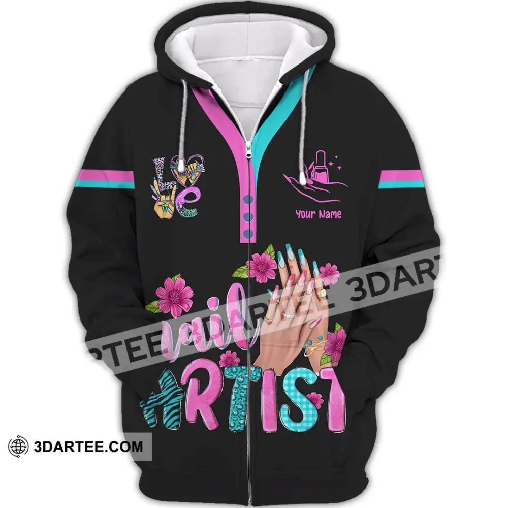 Unisex Shirt Custom Nails Artist Shirt Zipper Hoodie / S T shirt