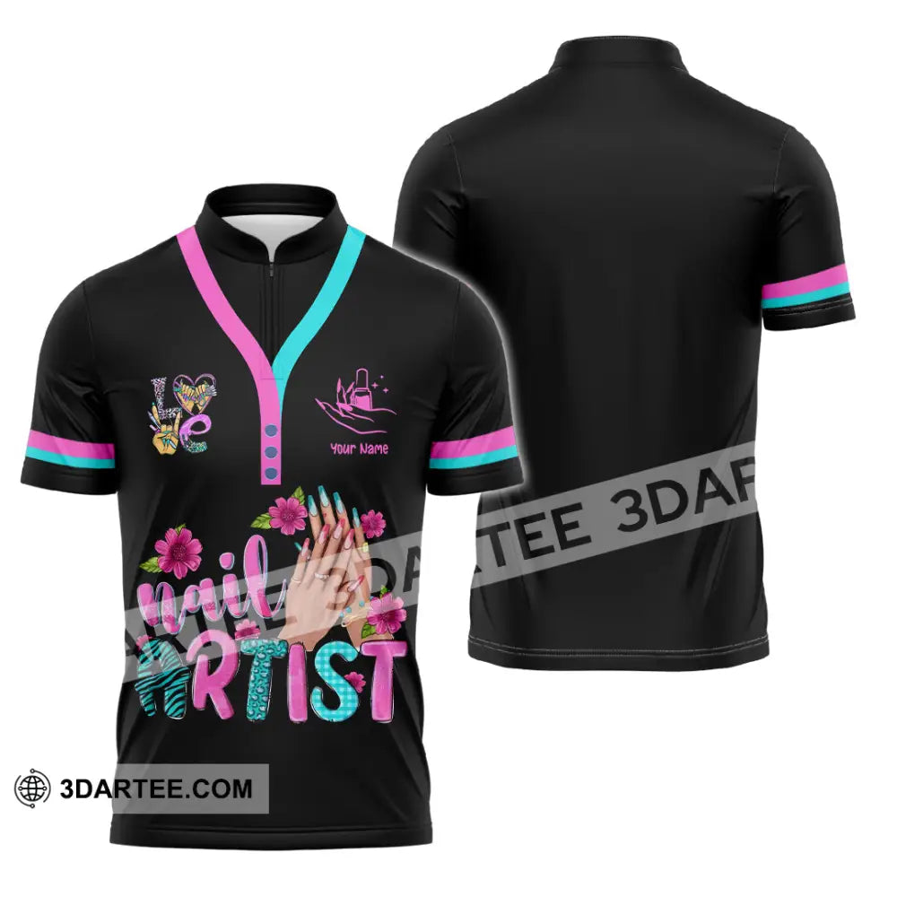 Unisex Shirt Custom Nails Artist Shirt Zipper Polo Shirt / S T shirt