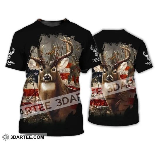 Unisex Shirt - Custom Name 3D America Deer T-Shirt / S T-Shirt