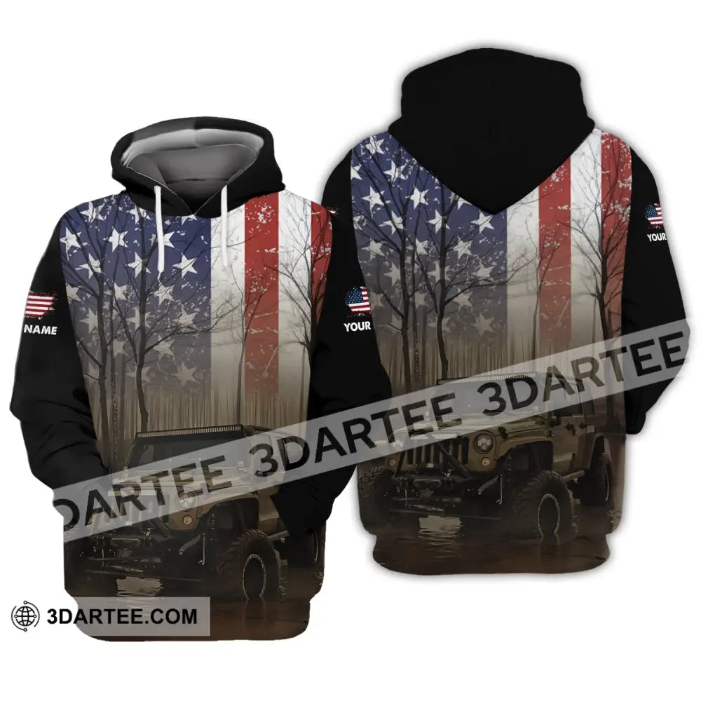 Unisex Shirt - Custom Name 3D America Flag Hoodie / S T-Shirt