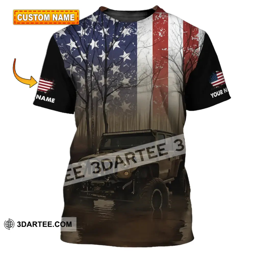 Unisex Shirt - Custom Name 3D America Flag T-Shirt