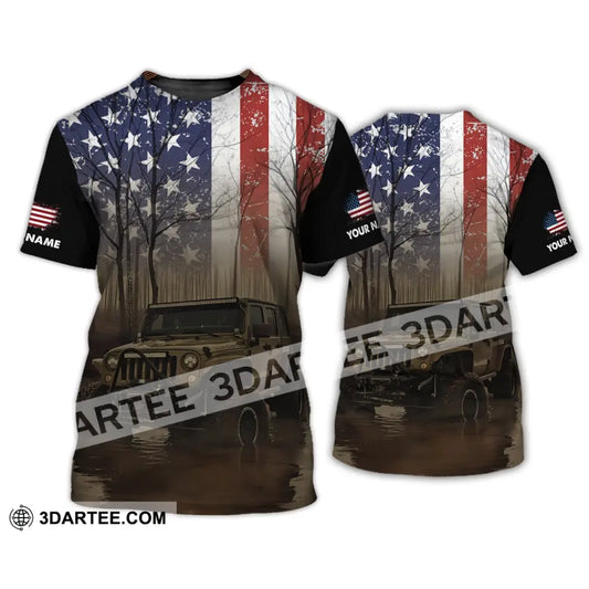 Unisex Shirt - Custom Name 3D America Flag T-Shirt / S T-Shirt