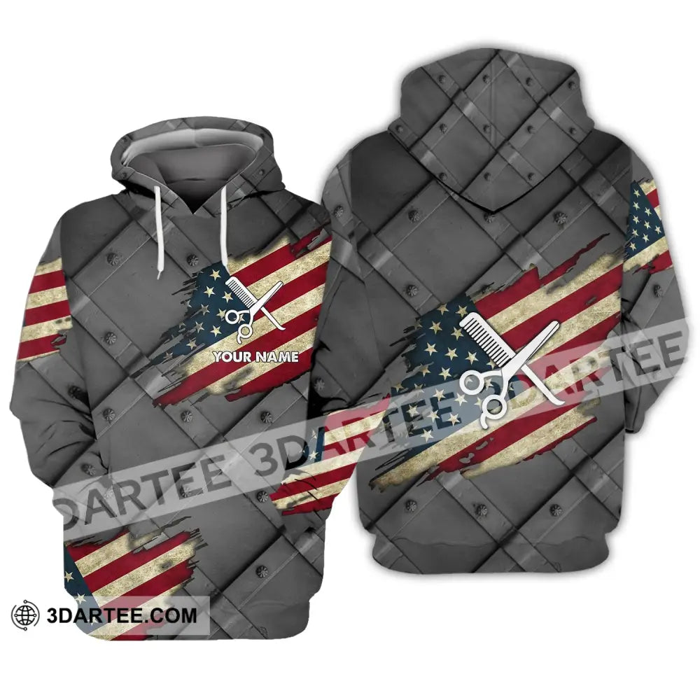 Unisex Shirt - Custom Name 3D America Hair Designer Hoodie / S T-Shirt