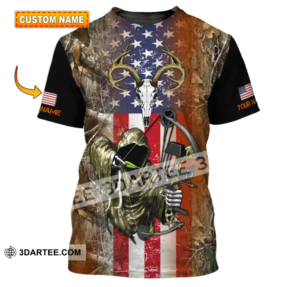 Unisex Shirt - Custom Name 3D America Hunter T-Shirt