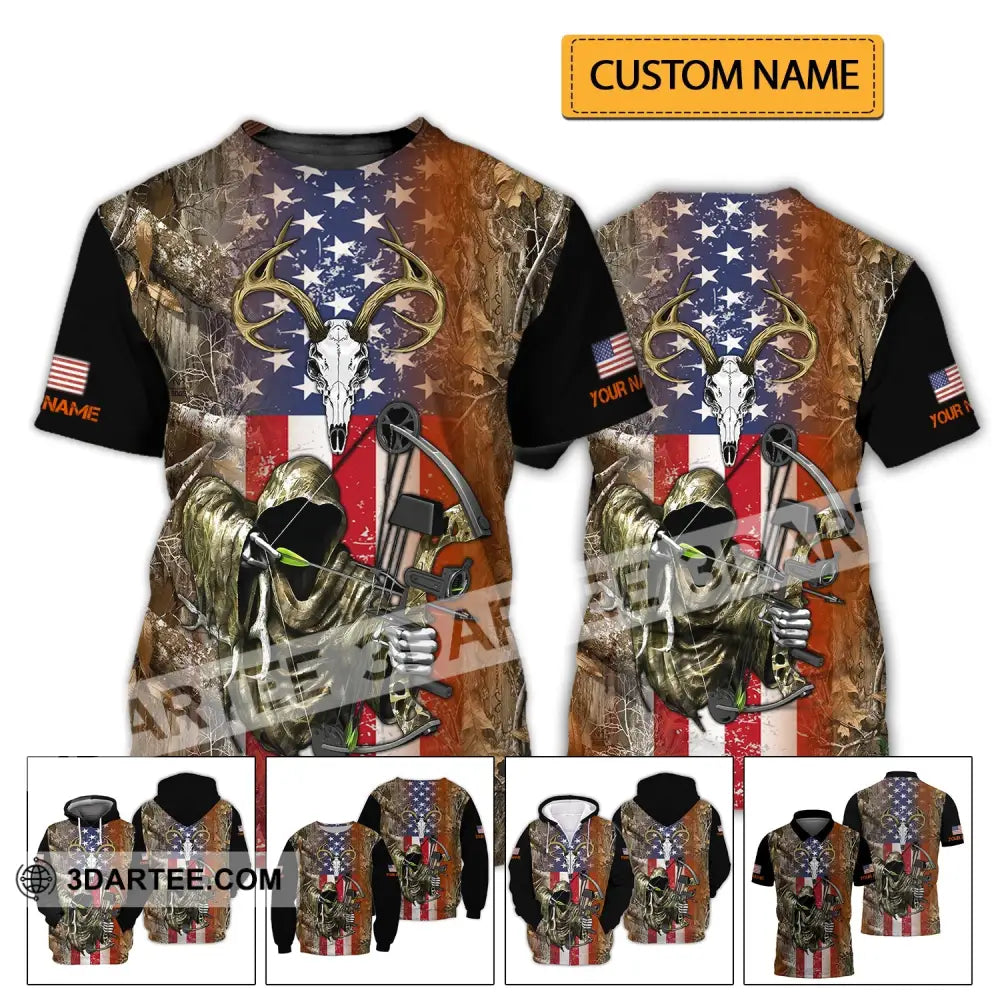 Unisex Shirt - Custom Name 3D America Hunter T-Shirt