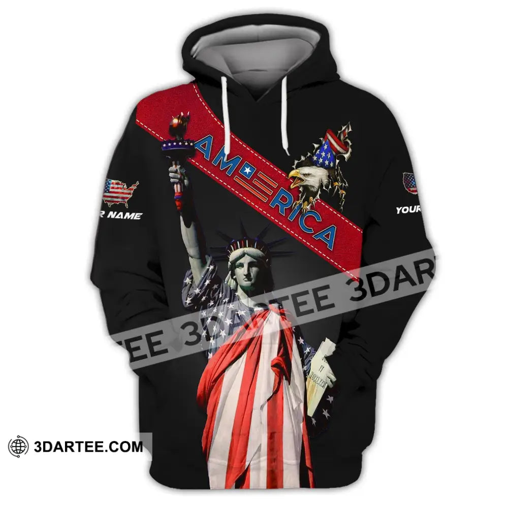 Unisex Shirt - Custom Name 3D America Icon Liberties Hoodie / S T-Shirt