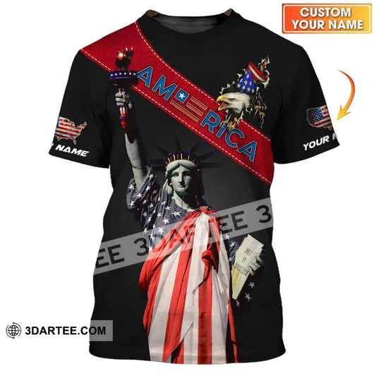 Unisex Shirt - Custom Name 3D America Icon Liberties T-Shirt