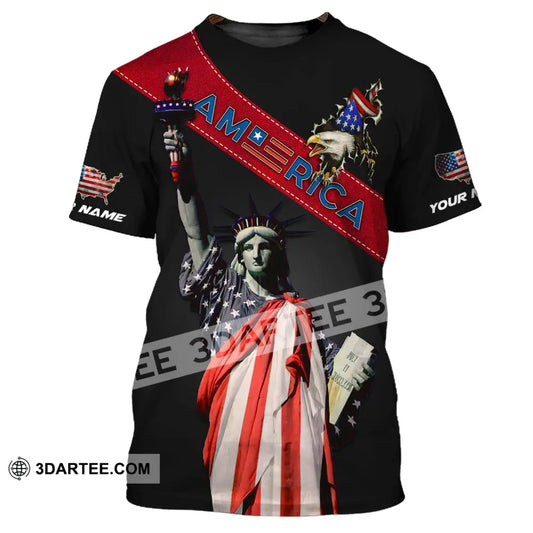 Unisex Shirt - Custom Name 3D America Icon Liberties T-Shirt / S T-Shirt