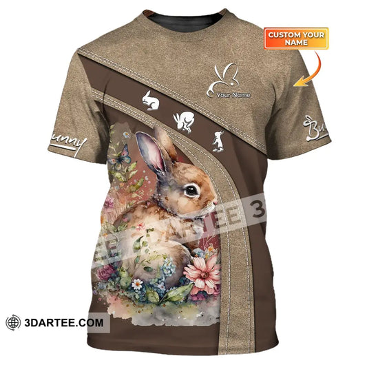 Unisex Shirt Custom Name 3D Bunny T-Shirt Rabbit Tee Easter Shirts