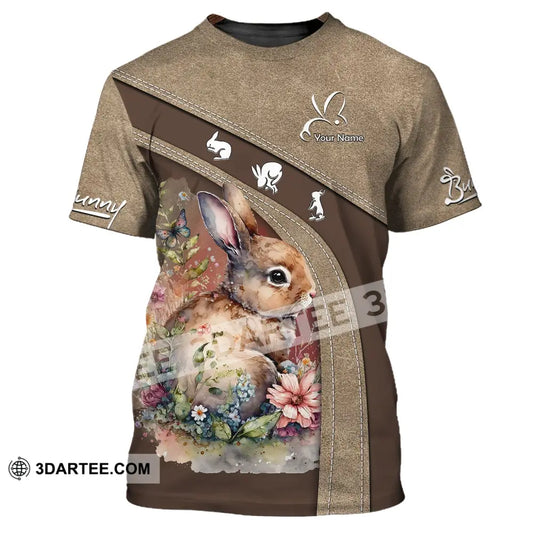 Unisex Shirt Custom Name 3D Bunny T-Shirt Rabbit Tee Easter Shirts / S