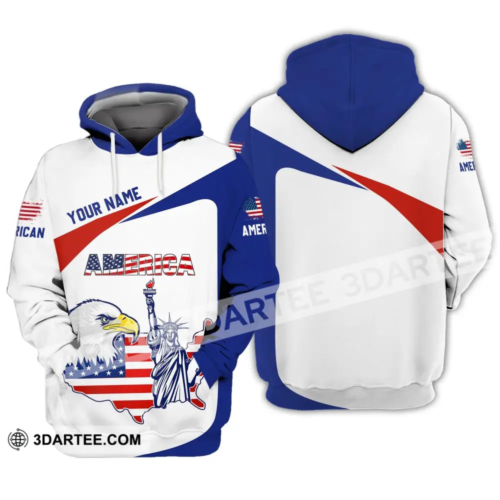 Unisex Shirt - Custom Name 3D Eagle Liberties America Flag Hoodie / S T-Shirt