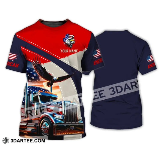 Unisex Shirt - Custom Name 3D Eagle Truck America Flag Color T-Shirt / S T-Shirt