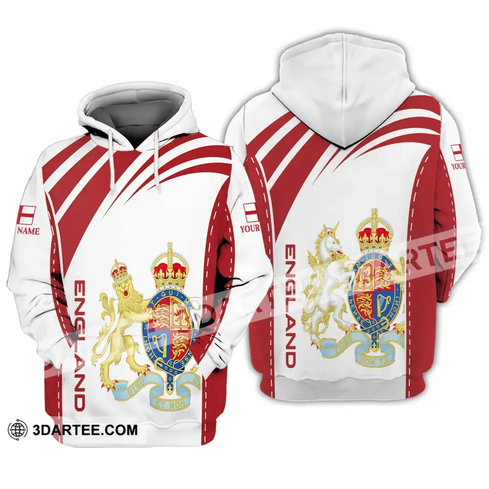 Unisex Shirt - Custom Name 3D England Flag Design Hoodie / S T-Shirt