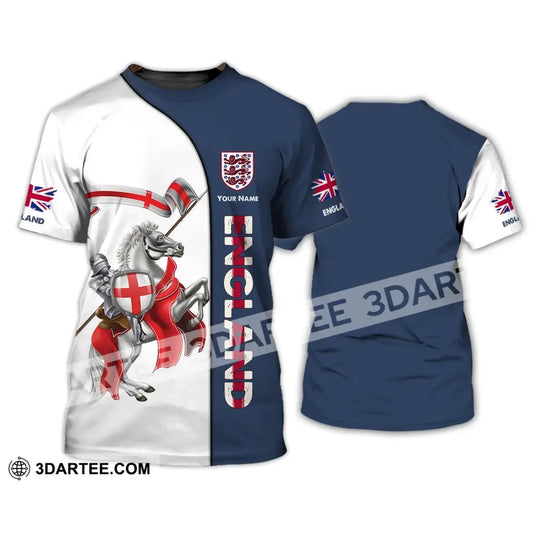 Unisex Shirt - Custom Name 3D England Hero Horse Map And Logo T-Shirt / S T-Shirt