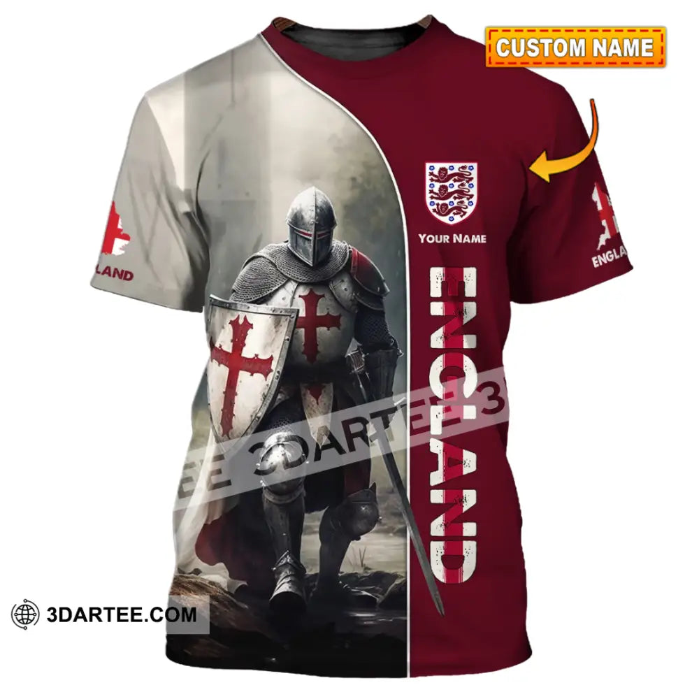 Unisex Shirt - Custom Name 3D England Hero Map And Logo T-Shirt