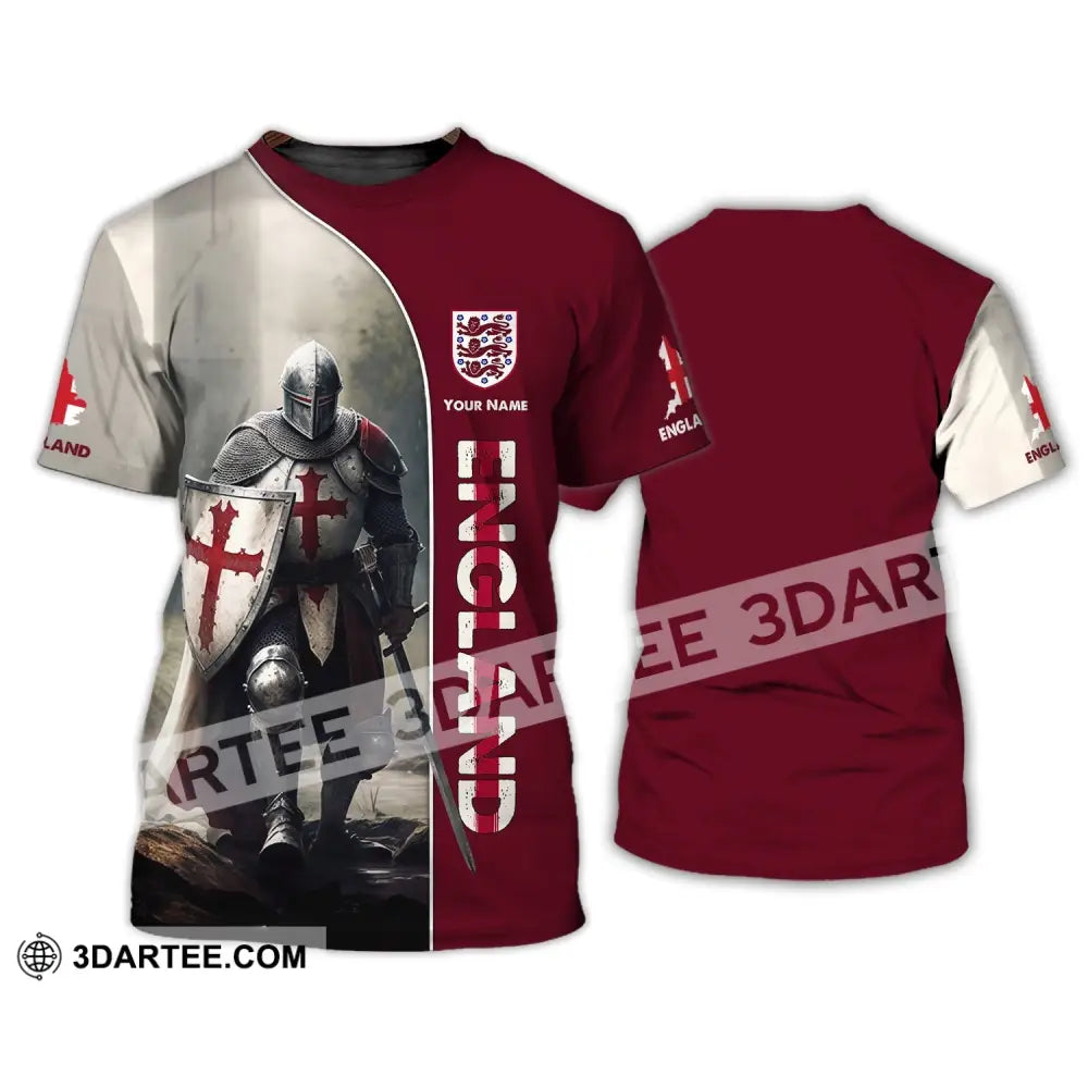 Unisex Shirt - Custom Name 3D England Hero Map And Logo T-Shirt / S T-Shirt