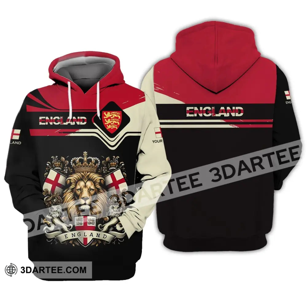 Unisex Shirt - Custom Name 3D England Lion Queen Hoodie / S T-Shirt