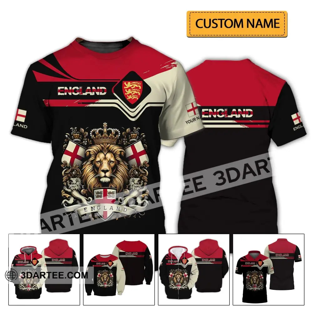 Unisex Shirt - Custom Name 3D England Lion Queen T-Shirt