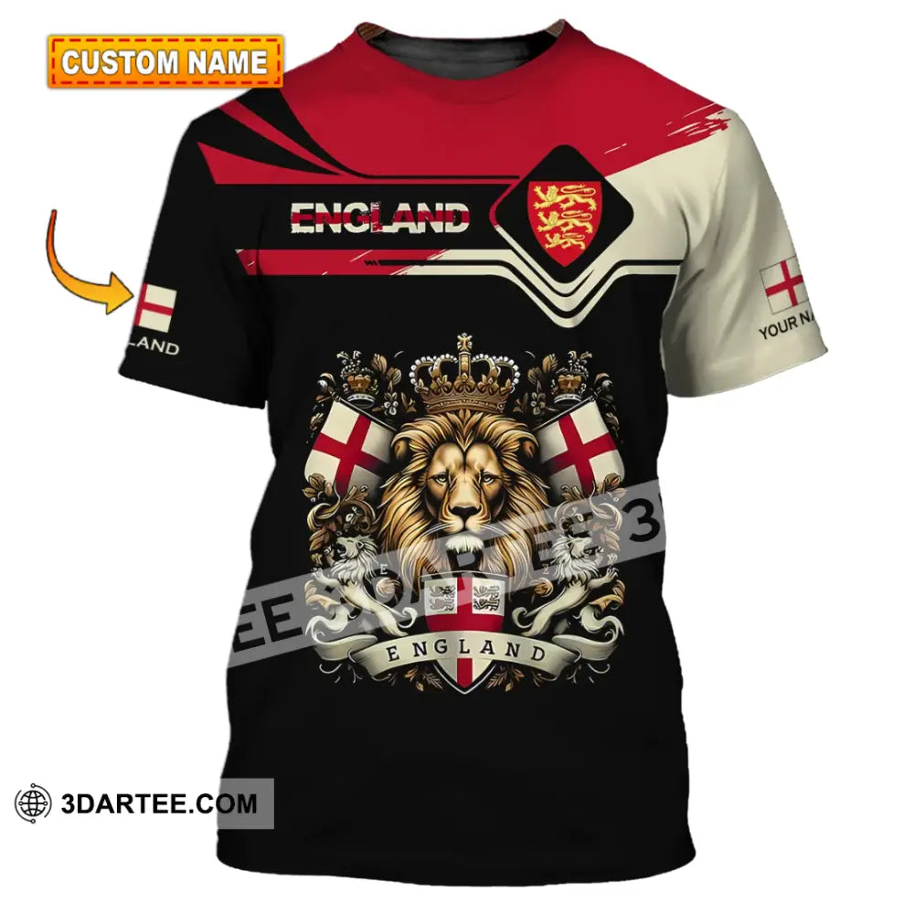 Unisex Shirt - Custom Name 3D England Lion Queen T-Shirt