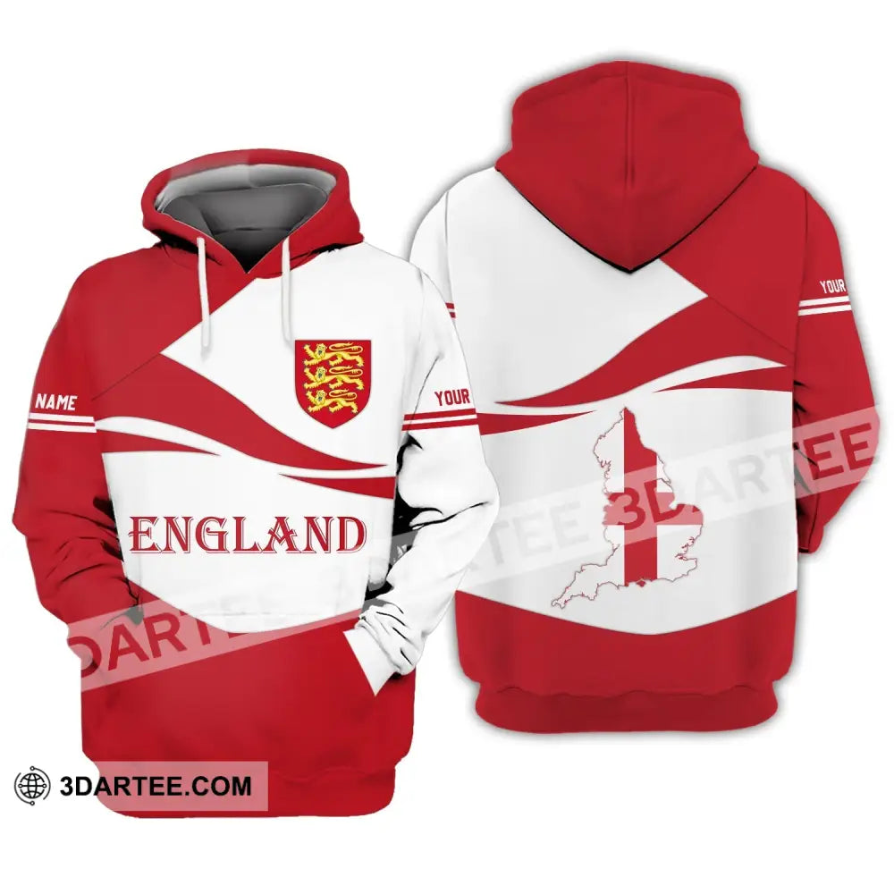 Unisex Shirt - Custom Name 3D England Map Lover Hoodie / S T-Shirt