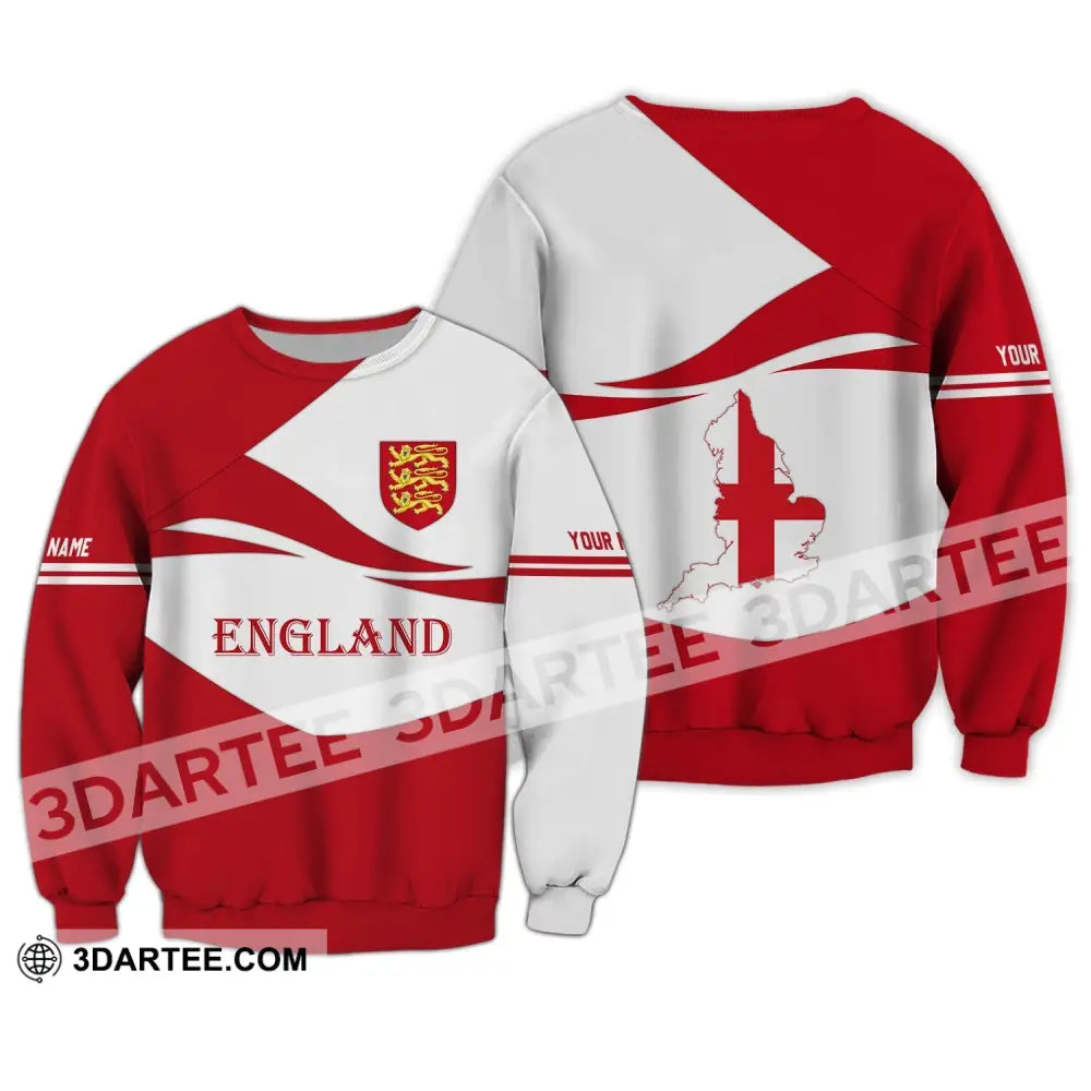 Unisex Shirt - Custom Name 3D England Map Lover Long Sleeve / S T-Shirt