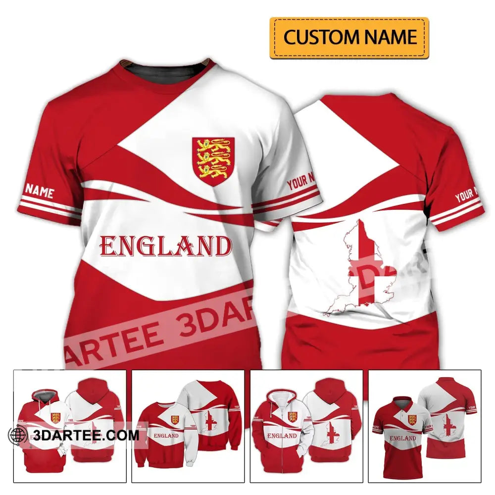 Unisex Shirt - Custom Name 3D England Map Lover T-Shirt