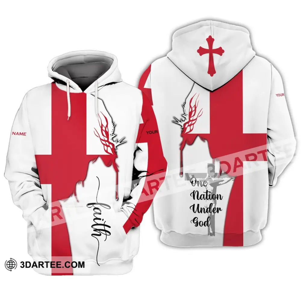 Unisex Shirt - Custom Name 3D England One Nation Under God Hoodie / S T-Shirt