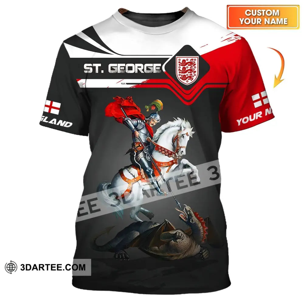 Unisex Shirt - Custom Name 3D England St. George T-Shirt