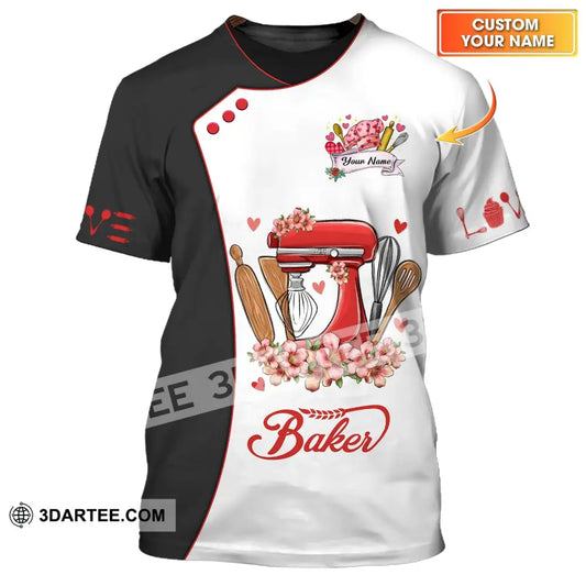 Unisex Shirt - Custom Name 3D For Baker Flowers Bloom T-Shirt