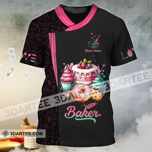 Unisex Shirt - Custom Name 3D For Baker Making Cream Cake T-Shirt / S T-Shirt