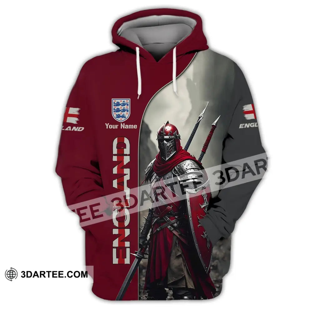 Unisex Shirt - Custom Name 3D For England Lover Warrior Hoodie / S T-Shirt