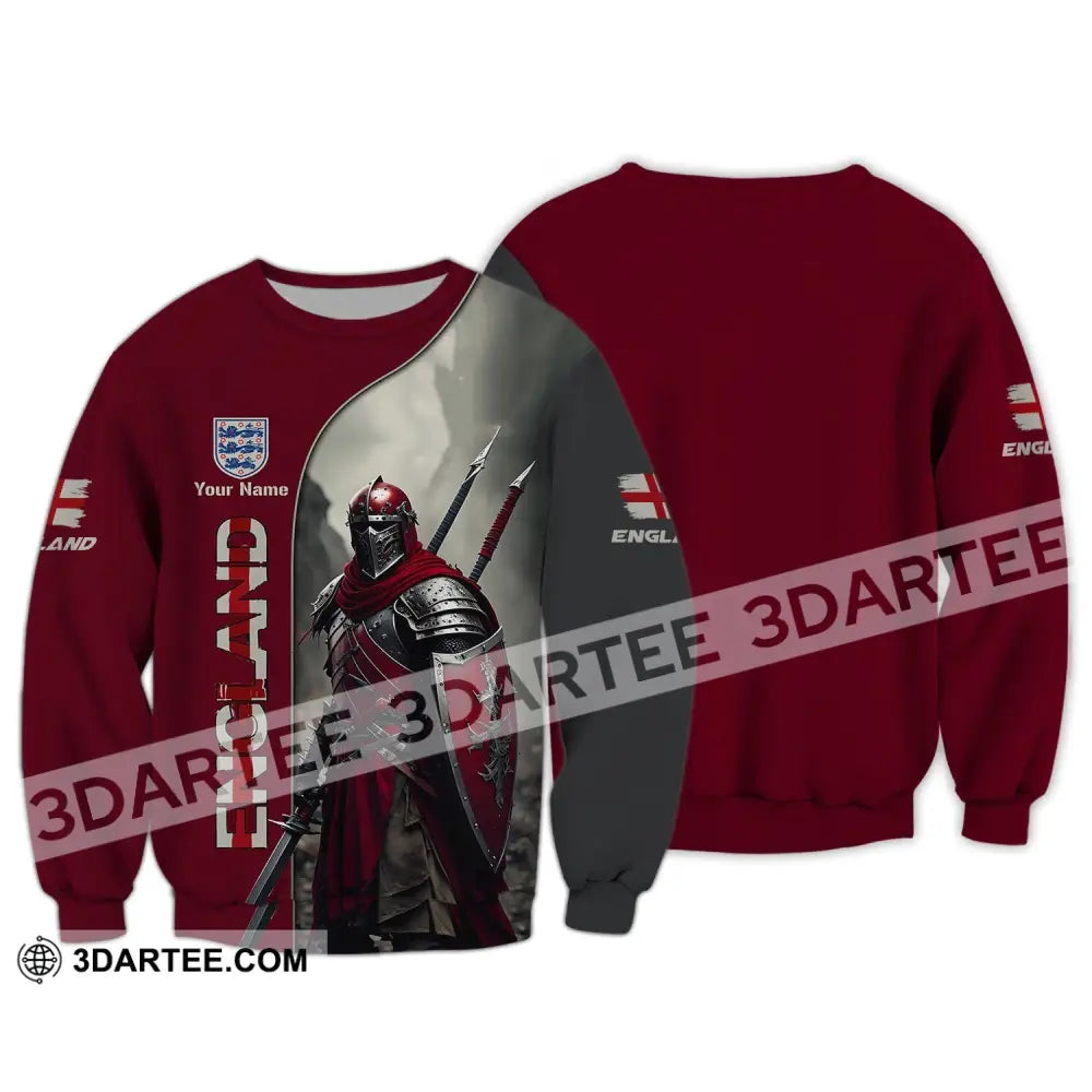 Unisex Shirt - Custom Name 3D For England Lover Warrior Long Sleeve / S T-Shirt