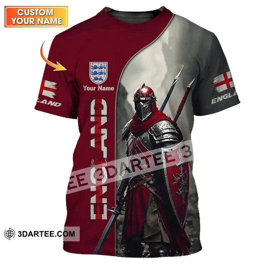 Unisex Shirt - Custom Name 3D For England Lover Warrior T-Shirt