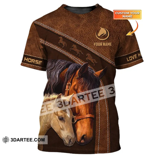 Unisex Shirt Custom Name 3D Horse T-Shirt Love Lover / S