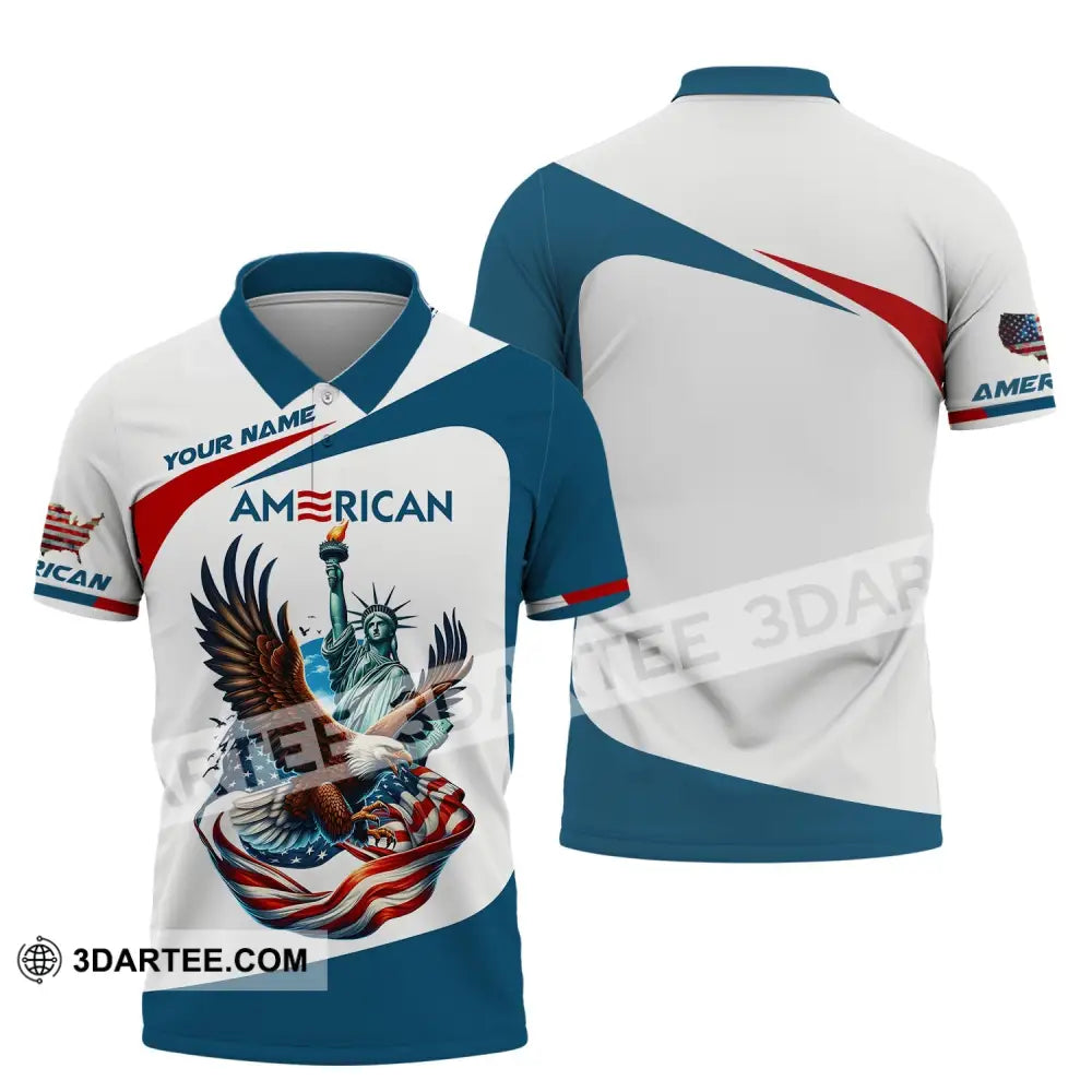 Unisex Shirt - Custom Name 3D Icon Of America Polo / S T-Shirt